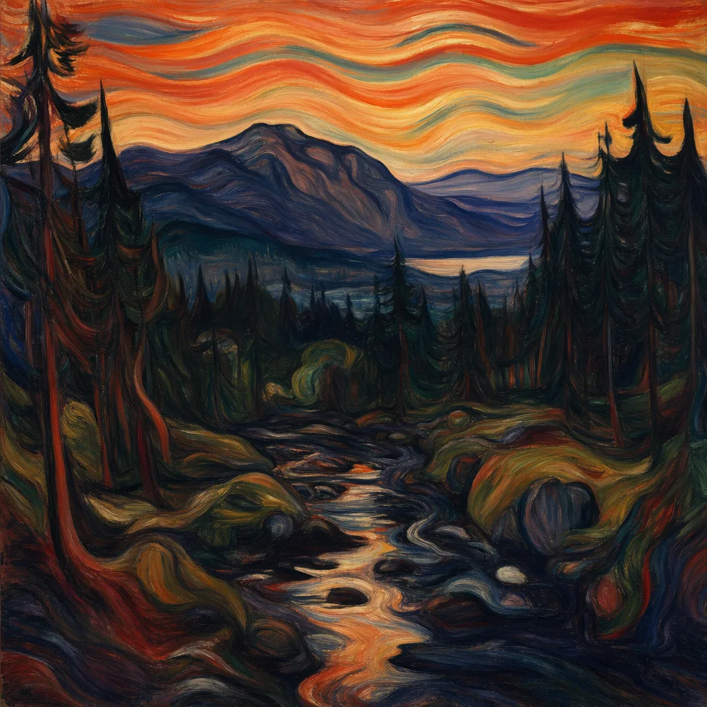 爱德华·蒙克 Edvard Munch 风格生成图